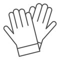 Gardener gloves thin line icon, Garden and gardening concept, rubber glove sign on white background, protection gloves