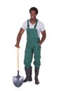 Gardener holding shovel Royalty Free Stock Photo