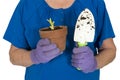 Gardener Hold Gardening Tools, Spring and Planting Concept