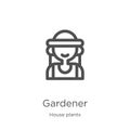 gardener icon vector from house plants collection. Thin line gardener outline icon vector illustration. Outline, thin line