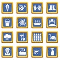 Gardener icons set blue square