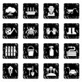 Gardener icons set grunge