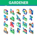 Gardener Instrument Isometric Icons Set Vector Royalty Free Stock Photo