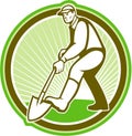 Gardener Landscaper Digging Shovel Circle