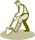 Gardener Landscaper Digging Shovel Retro