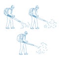 Gardener Leaf Blower Drawing