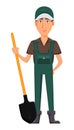 Gardener man, cartoon character in uniform