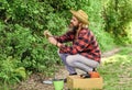 Gardener planting flower with garden trowel. Farmer planting seedling. Hobby concept. Earth day. Love nature. Summer Royalty Free Stock Photo