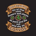 Gardener Quotes and Slogan good for T-Shirt. Gardening The Art That Uses Flowers and Plants as Paint and The Soil and Sky as