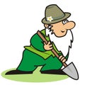 Gardener and spade, cartoon, vector illustration