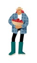 Gardener standing with a basket of apples Royalty Free Stock Photo