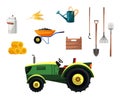 Gardener tools and agricultural machinery farm set
