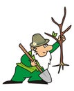 Gardener and tree, vector illustration