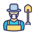 Gardener Wearing mask Vector Icon which can easily modify or edit