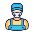 Gardener Wearing mask Vector Icon which can easily modify or edit