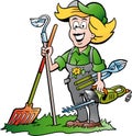 Gardener Woman standing with he Garden Tools