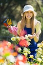 Gardener working in roses plant