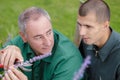 Gardeners dealing with lavanders fields