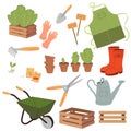 Gardeners Equipment Set Of Objects Needed For Gardening And Farming Isolated Vector Illustrations Royalty Free Stock Photo