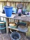 Gardeners Potting shed with shelves Royalty Free Stock Photo