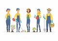 Gardeners with tools - cartoon people characters isolated illustration Royalty Free Stock Photo