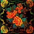 gardenias barroque floral with orange,red and yellow colors