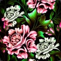 gardenias barroque floral with pink,green,white and black colors Royalty Free Stock Photo