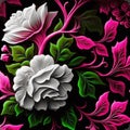 gardenias barroque floral with pink,green,white and black colors Royalty Free Stock Photo