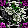 gardenias barroque floral with pink,green,white and black colors Royalty Free Stock Photo