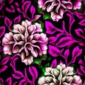 gardenias barroque floral with pink,green,white and black colors Royalty Free Stock Photo