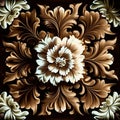 gardenias barroque floral with brown,white and black colors