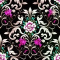 gardenias barroque floral with pink,green,white and black colors Royalty Free Stock Photo