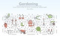 Vector thin line gardening poster banner template Royalty Free Stock Photo