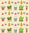 Gardening and agriculture plants vegetable fruits bucket background