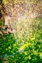 Gardening - automatic lawn watering system with circular sprinklers