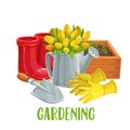 Gardening banner with flowers