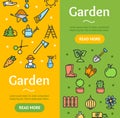 Gardening Banner Vecrtical Set. Vector