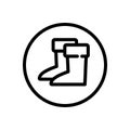 Gardening boots. Outline icon in a circle. Footwear vector illustration