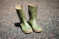 Gardening boots, rubber boots in garden 