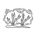 Gardening bush icon. hand drawn icon, outline black, doodle icon, vector icon