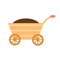 Gardening cart full of soil. wheelbarrow simple vector icon