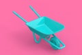 Gardening and Construction Blue Wheelbarrow in Duotone Style. 3d Rendering