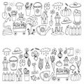 Gardening Cute garden vector set Equipment, plants, vegetables Royalty Free Stock Photo