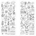 Gardening Cute garden vector set Equipment, plants, vegetables Royalty Free Stock Photo