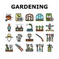 Gardening Equipment Collection Icons Set Vector