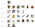 Gardening and farming icon set