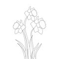 Gardening flower illustration outline coloring page for kids