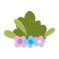 Gardening, flowers bush leaves foliage isolated icon style