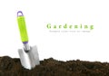 Gardening. The garden tool on earth. Royalty Free Stock Photo