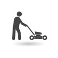 Gardening Grass Cutter icon with shadow